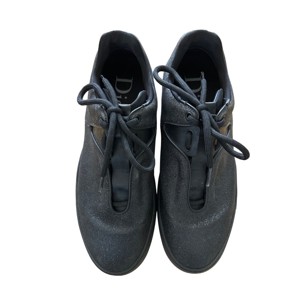 Christina Dior - Homme Glitter Leather & Leather Trim Sneakers in Black - Picture 4 of 8